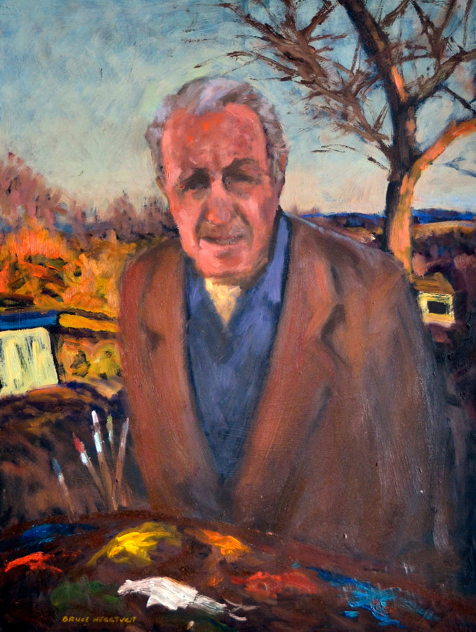 Figurative “Old Man Portrait” by Bruce Heggtveit – oil on panel.