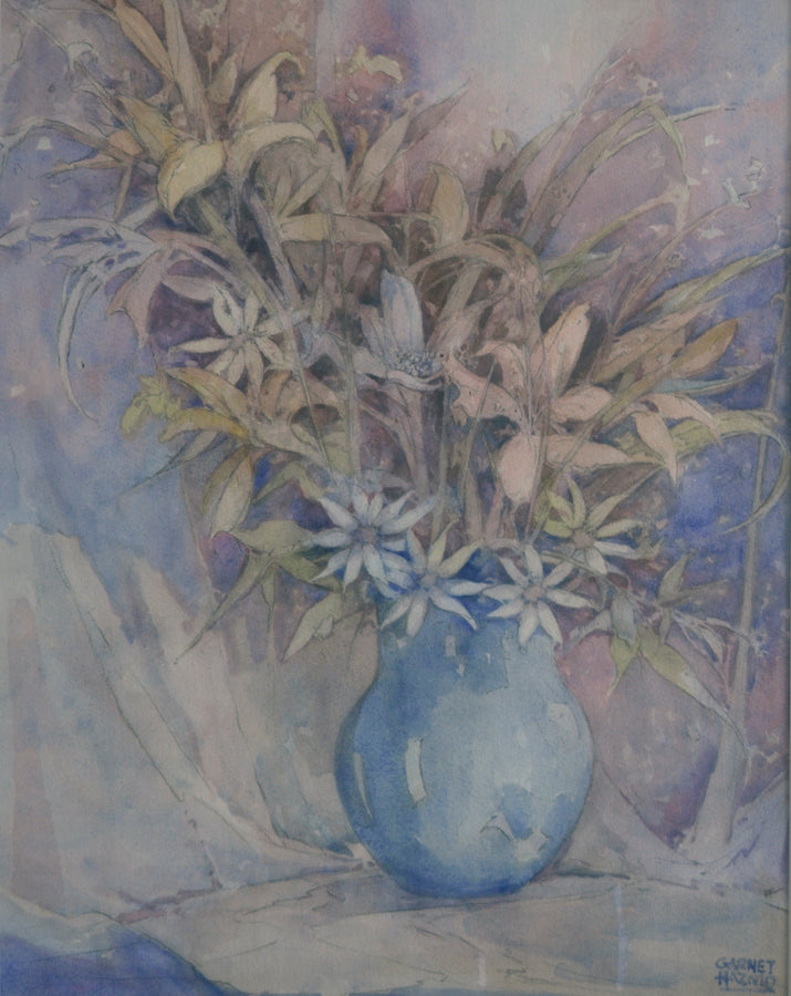Floral “Floral Vase” by Garnet Hazard – watercolour on paper.