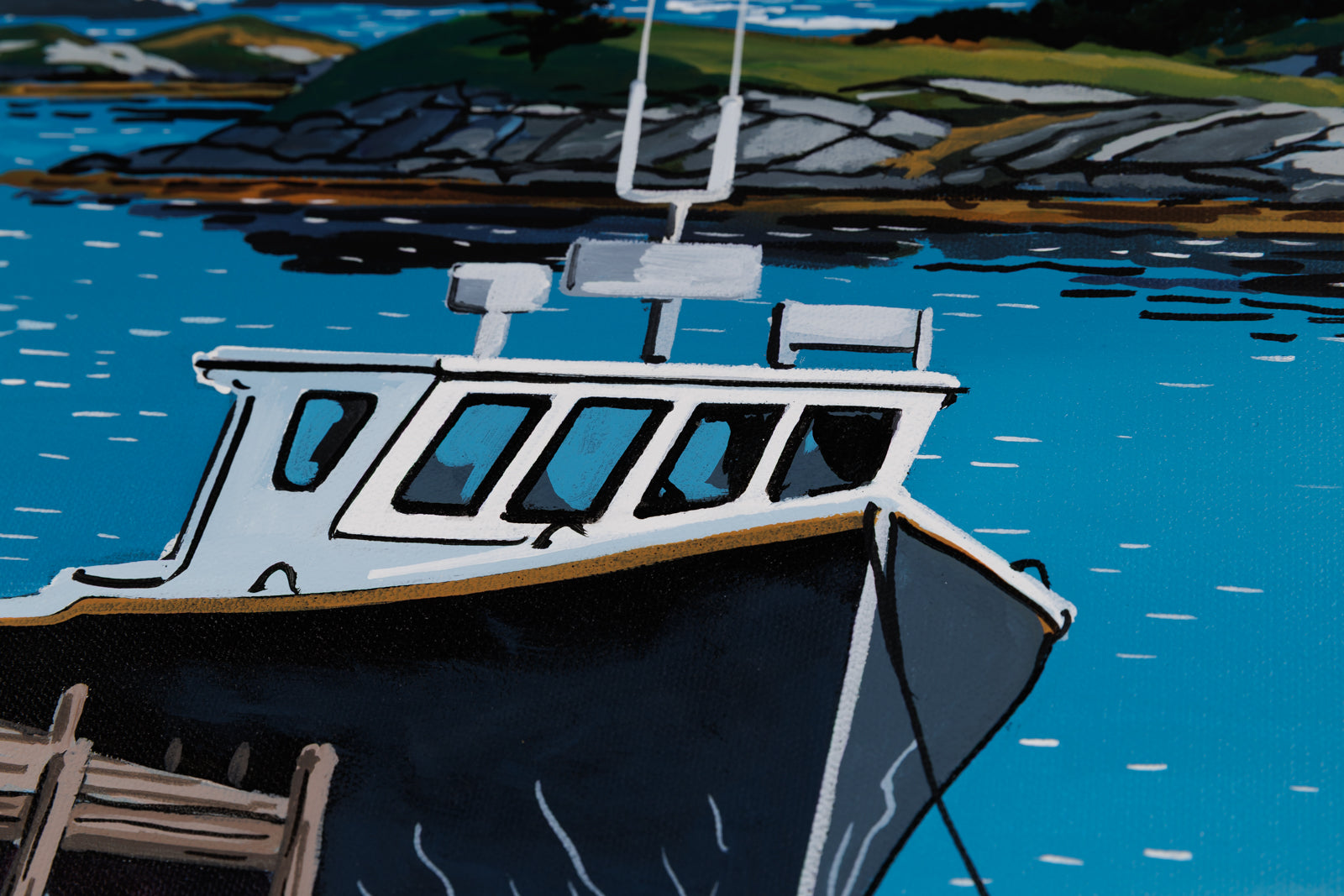Andrew Meredith, "At Blue Rocks," detail view, acrylic on canvas