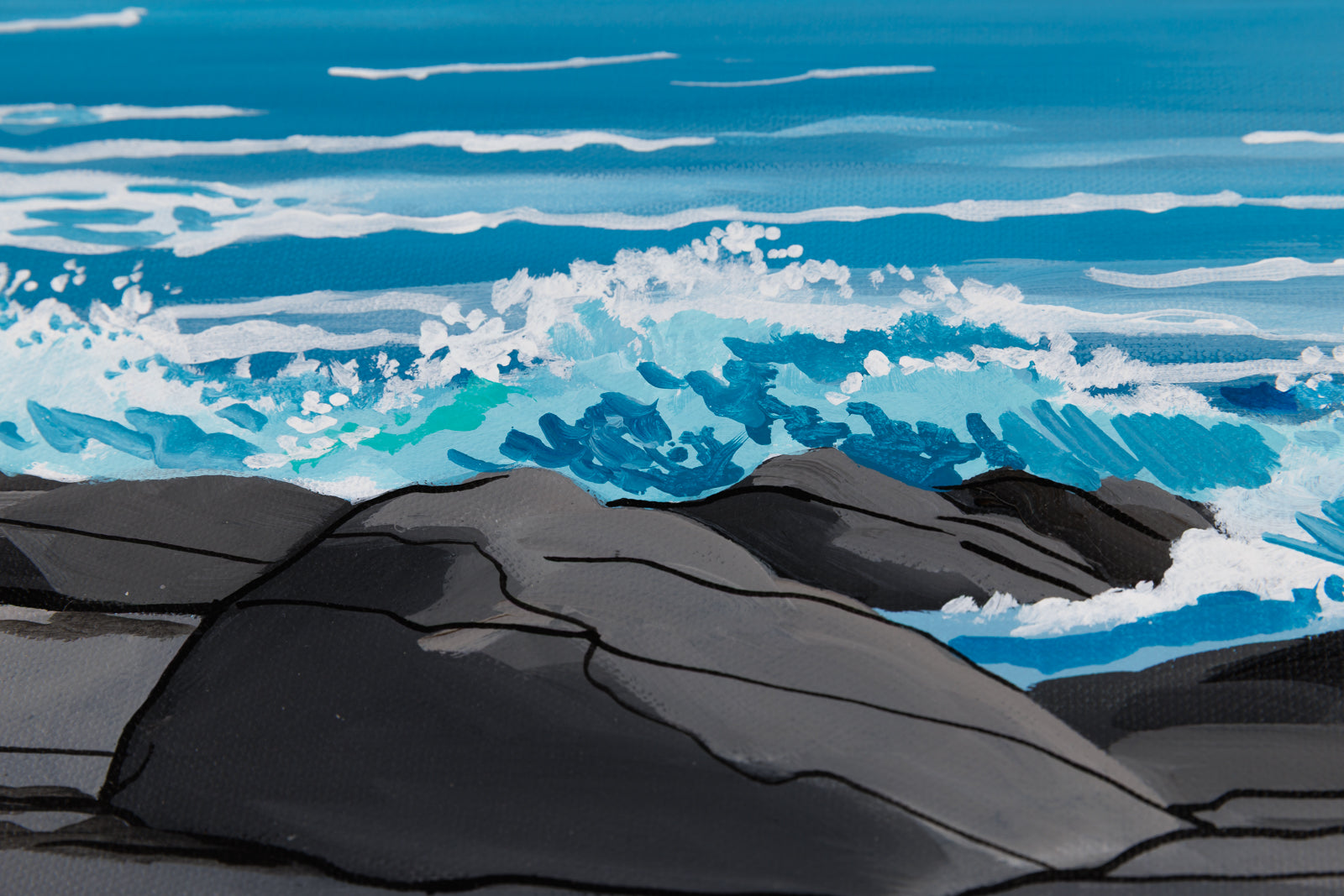 Andrew Meredith, "Peggy's Cove Lighthouse," detail view, acrylic on canvas