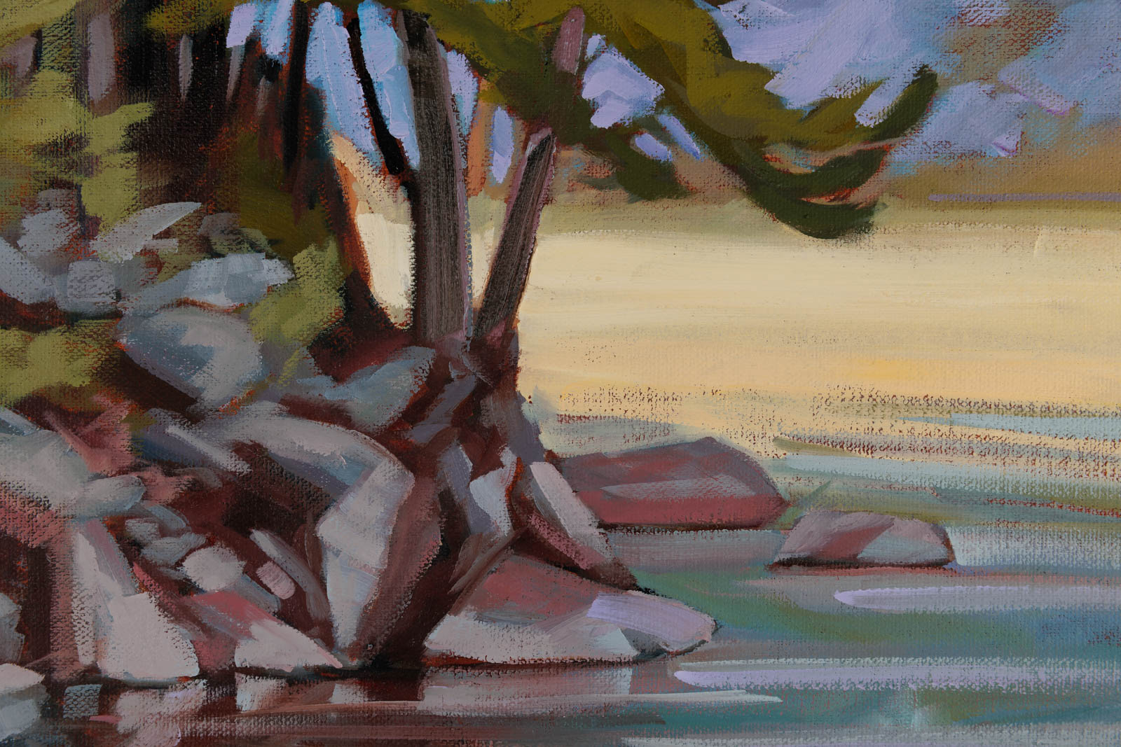 Andrea Ross, "Early Morning Light," detail view, oil on canvas