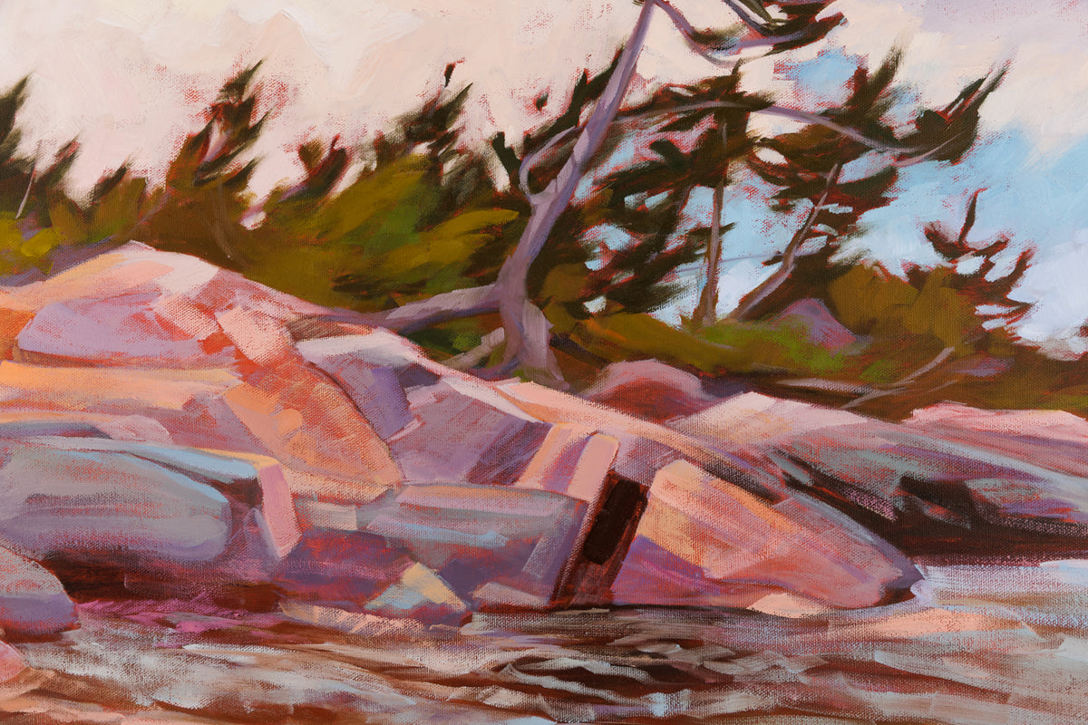Andrea Ross, "Shaped By Wind & Water," detail 1, oil on canvas