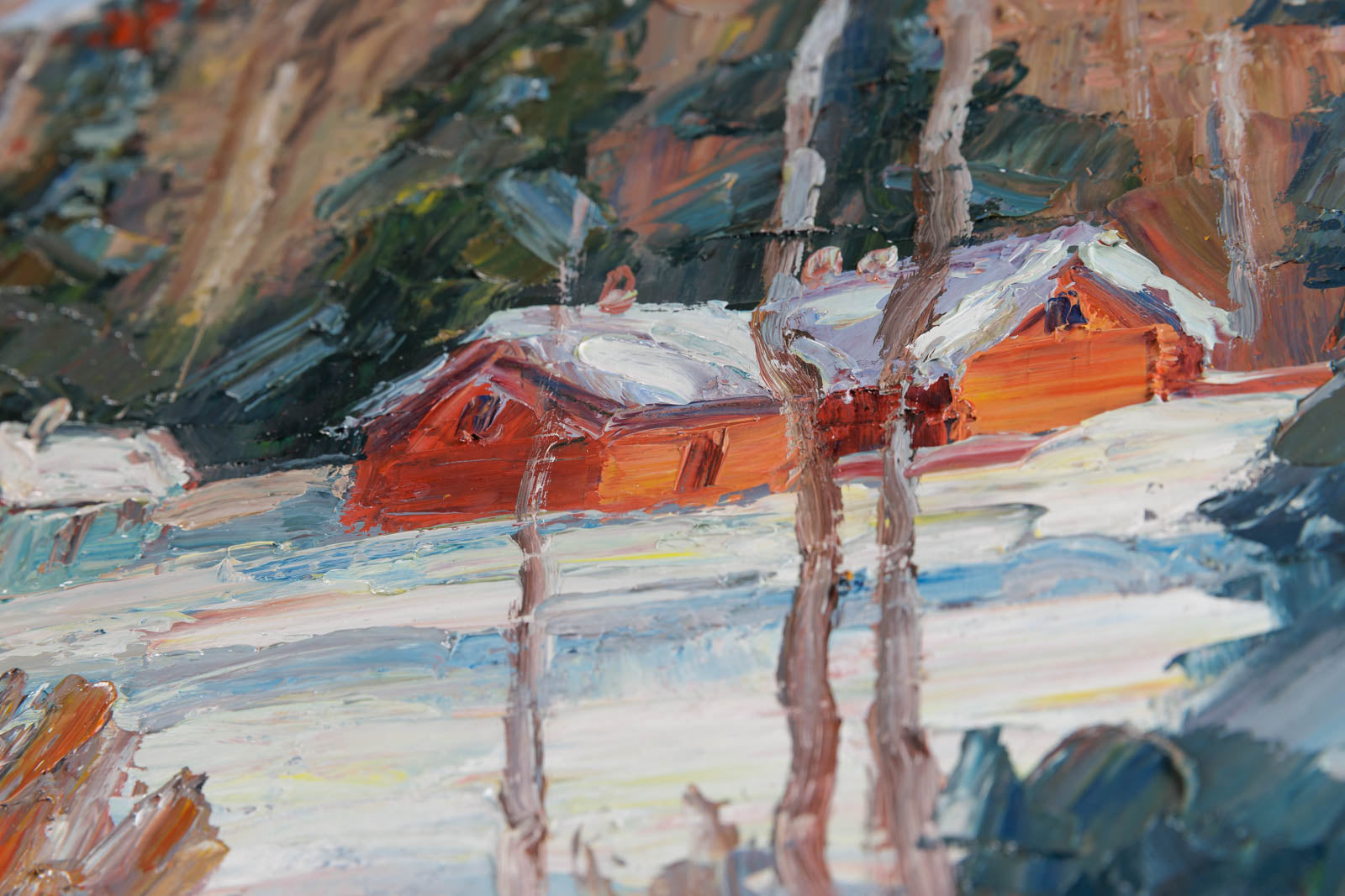 Armand Tatossian, "Paysage Québécois," detail view, oil on canvas
