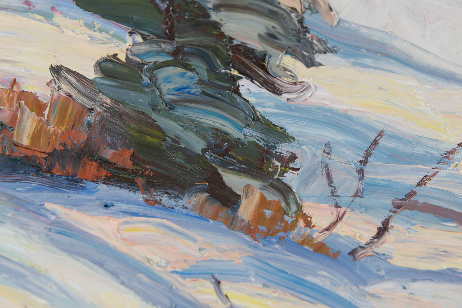 Armand Tatossian, "Paysage Québécois," detail view, oil on canvas