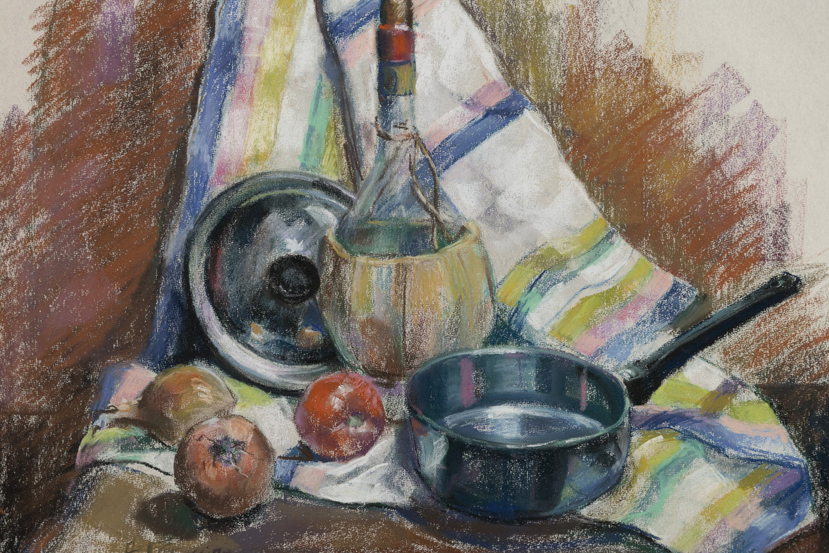 Armand Tatossian, "Still Life With Pot," detail view, pastel on paper