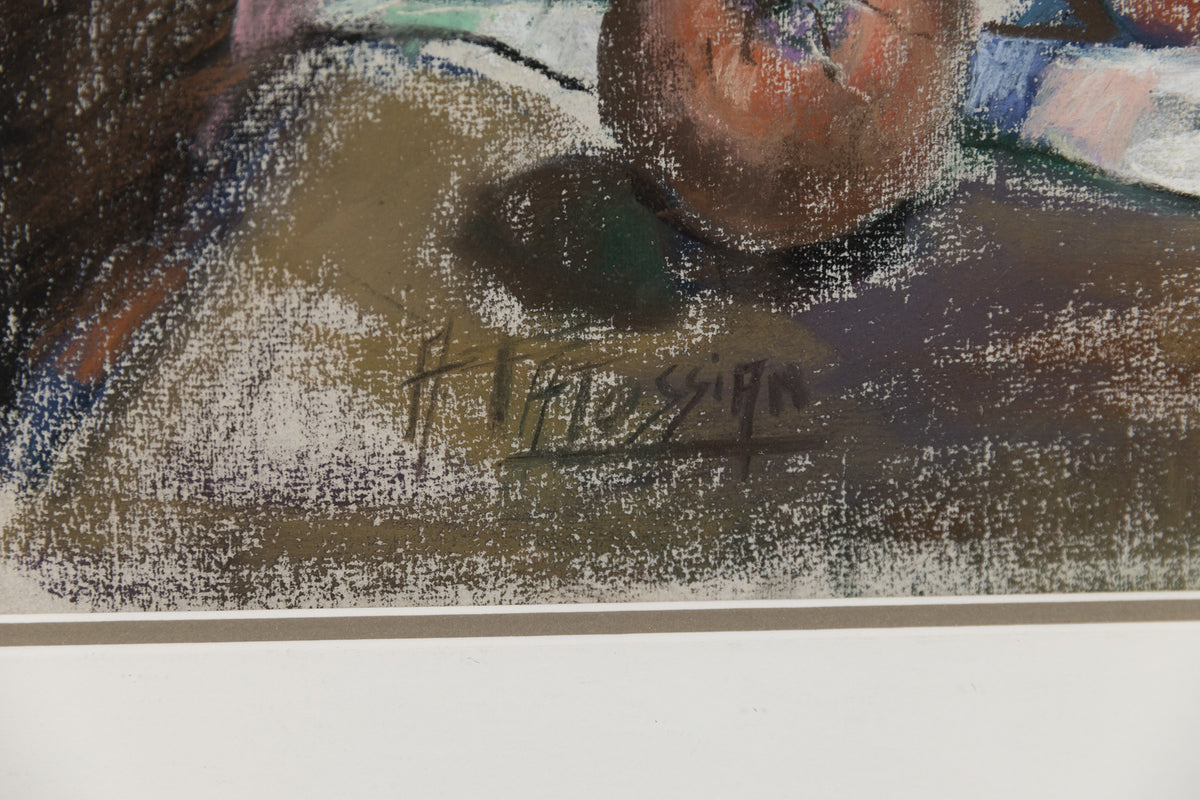 Armand Tatossian, "Still Life With Pot," detail view, pastel on paper