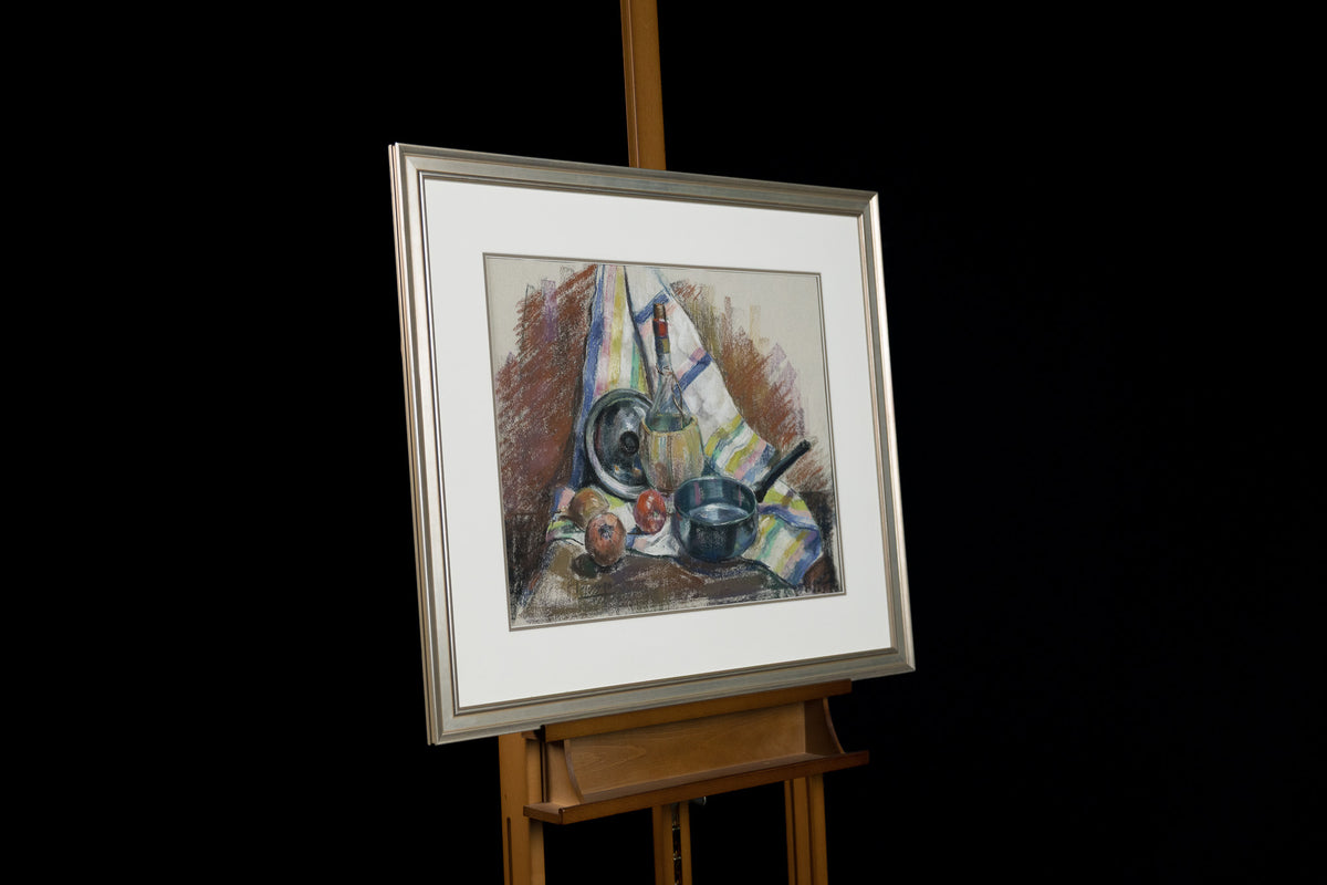 Armand Tatossian, "Still Life With Pot," detail view, pastel on paper