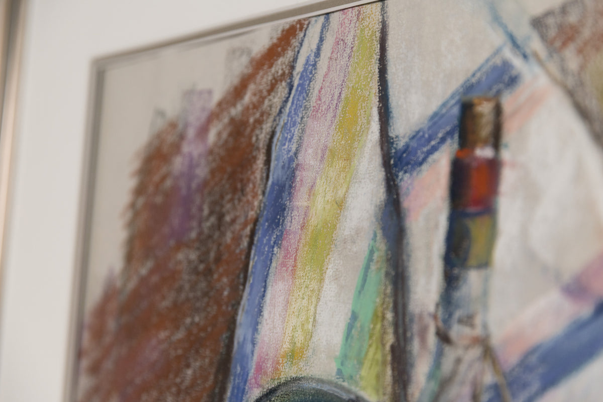 Armand Tatossian, "Still Life With Pot," detail view, pastel on paper