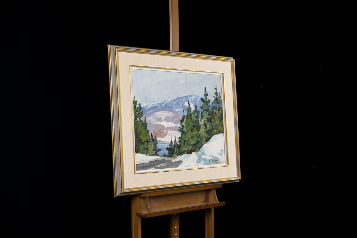 Armand Tatossian, "Winter Road To The Mountains," detail view, oil on canvas