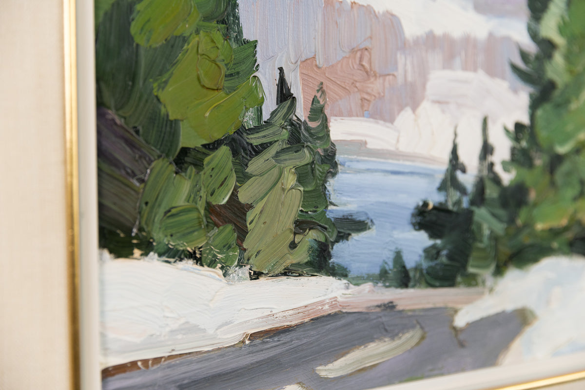 Armand Tatossian, "Winter Road To The Mountains," detail view, oil on canvas