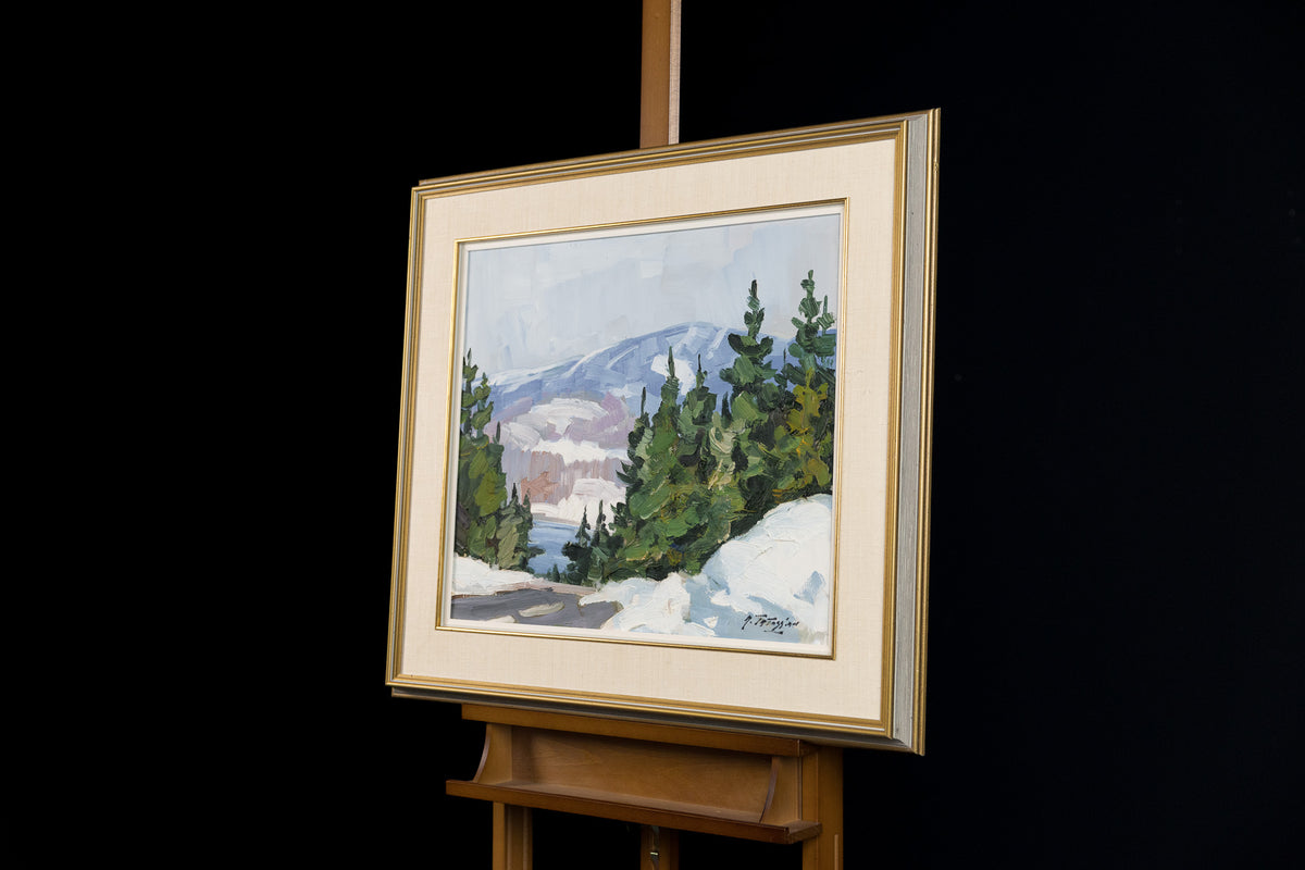 Armand Tatossian, "Winter Road To The Mountains," detail view, oil on canvas