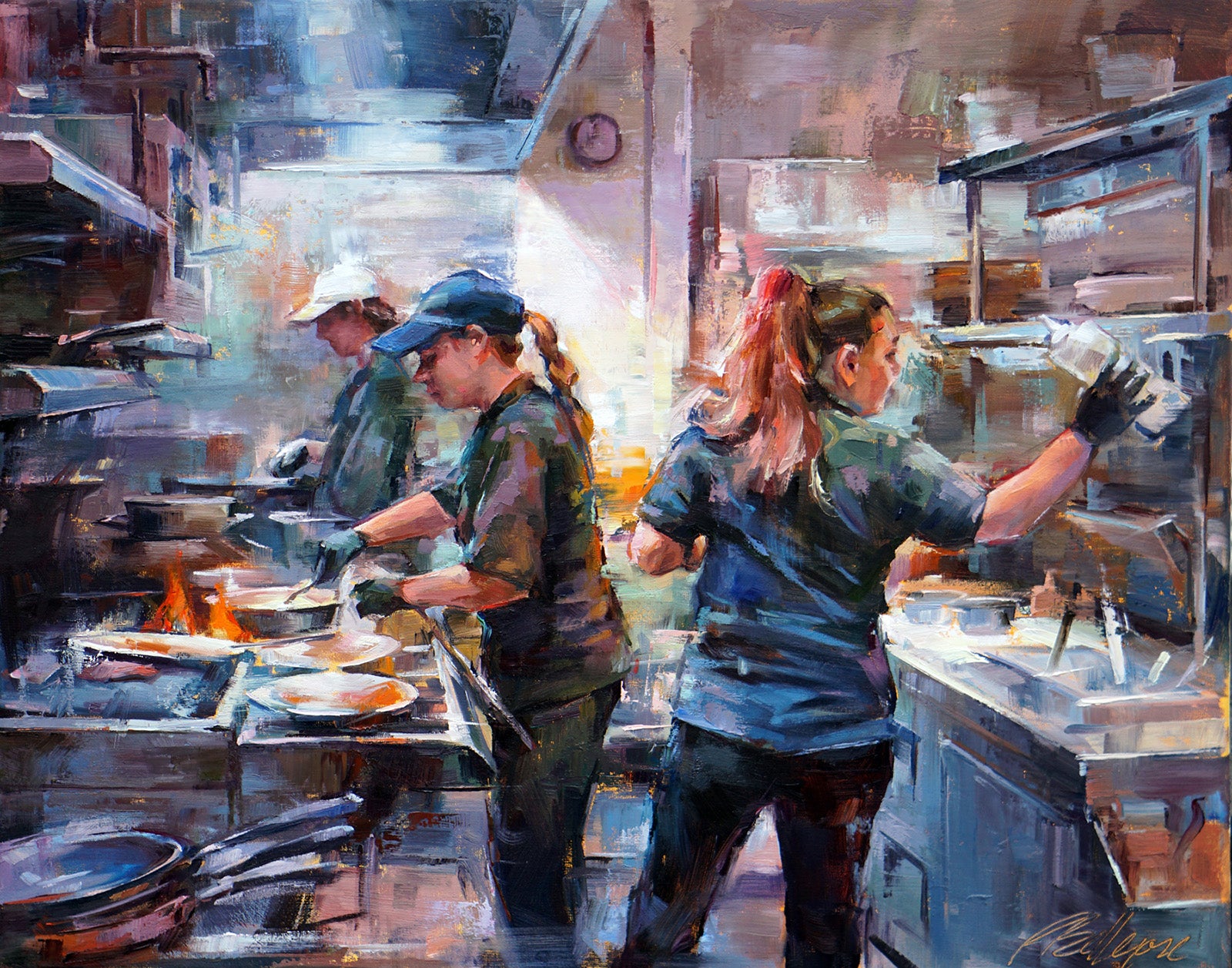 Food & Wine “Chef Under The Heat” by Patricia Bellerose – oil on canvas.