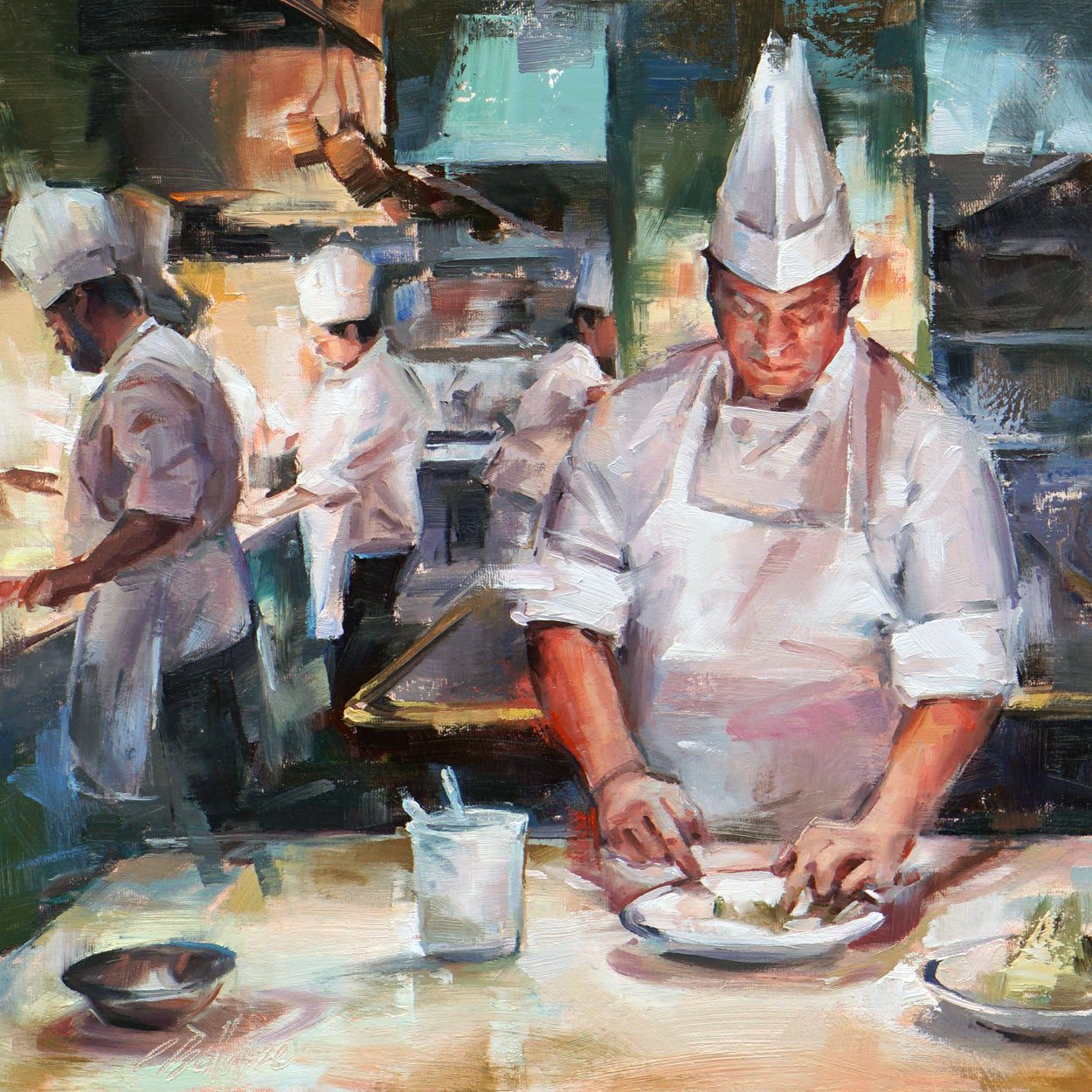Food & Wine “Chef's Mise En Place” by Patricia Bellerose – oil on canvas.