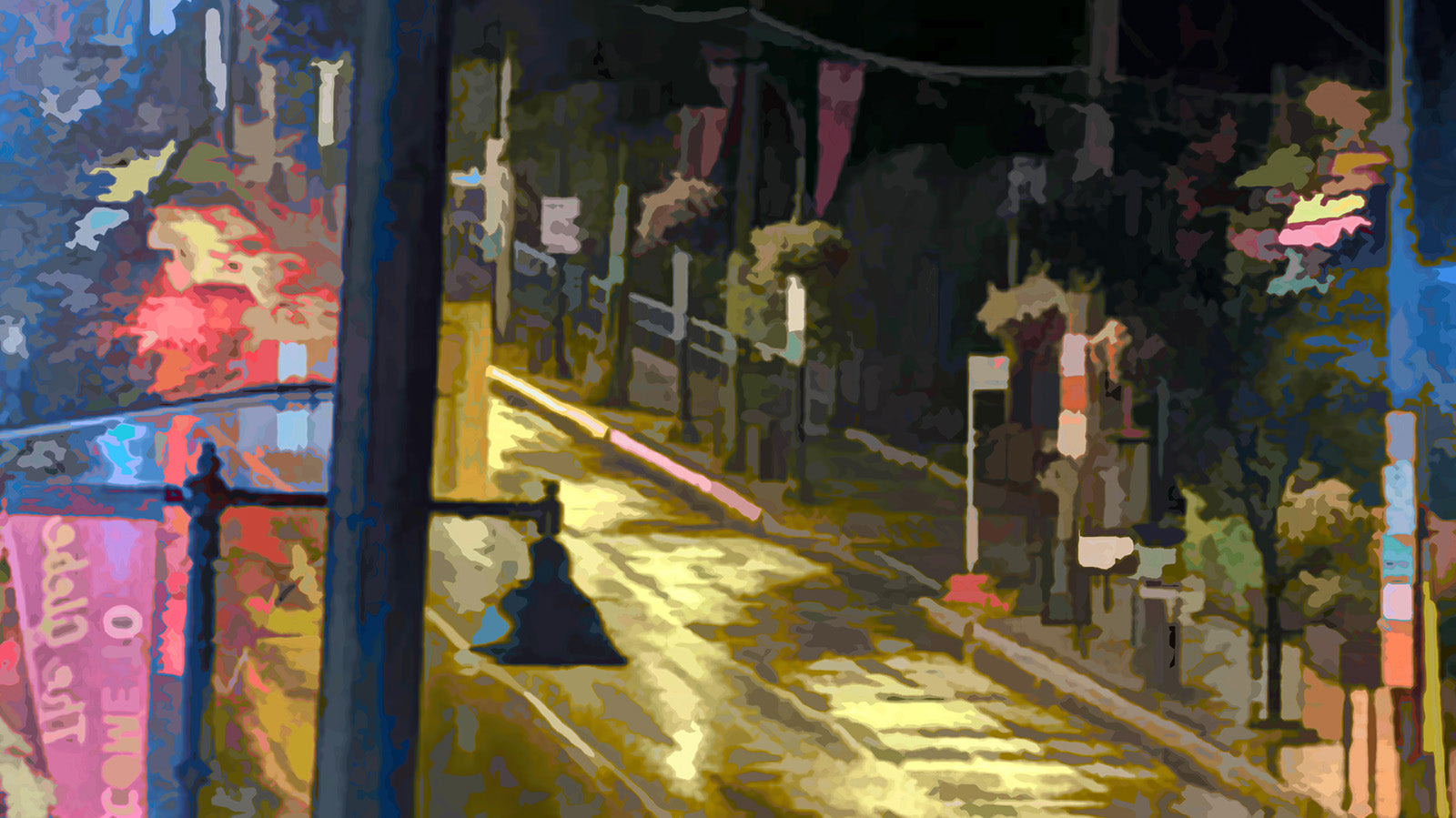 Cityscape “Bank & First Ltd” by Martin Brooks – archival ink on paper.