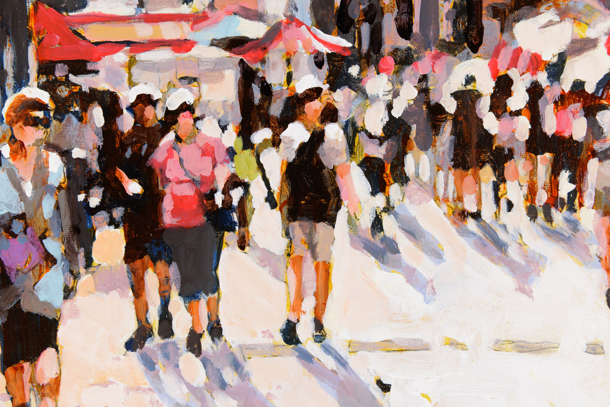 Barbara Ursel, "Sightseeing In Old Montreal," detail 1, acrylic on canvas