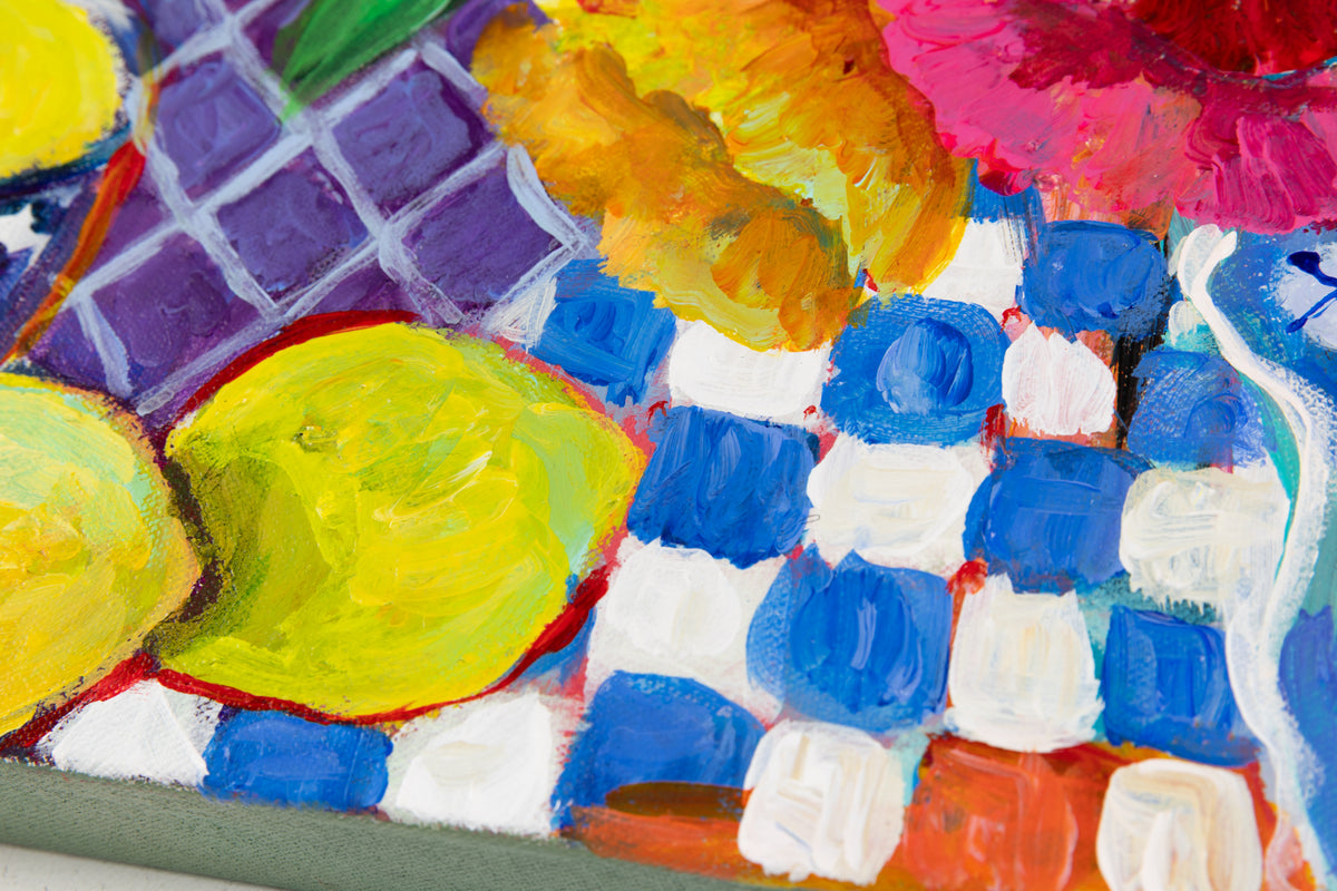 Cynthia Gatien, "My Happy Place," detail view, acrylic on canvas