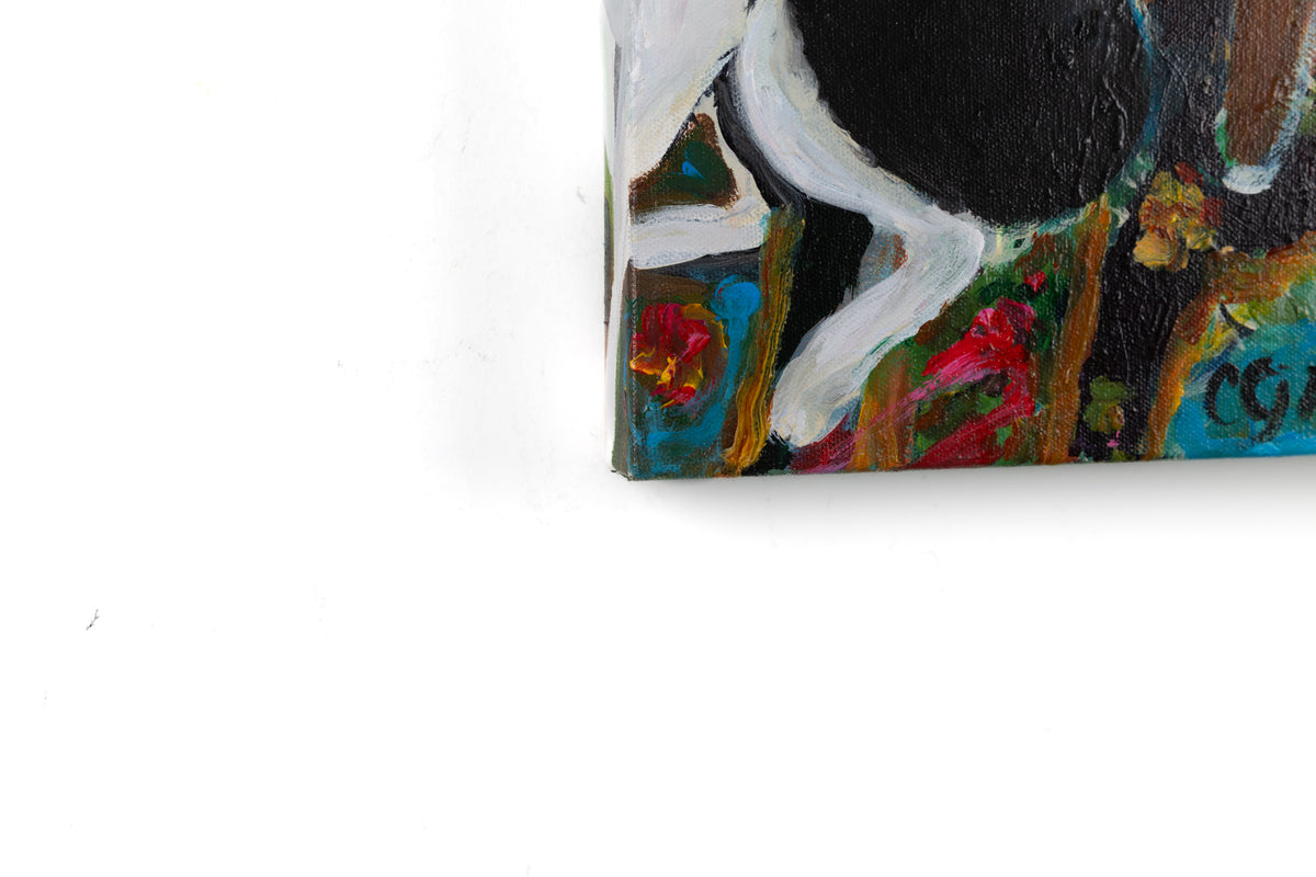 Cynthia Gatien, "Where's The Pool?," detail view, acrylic on canvas