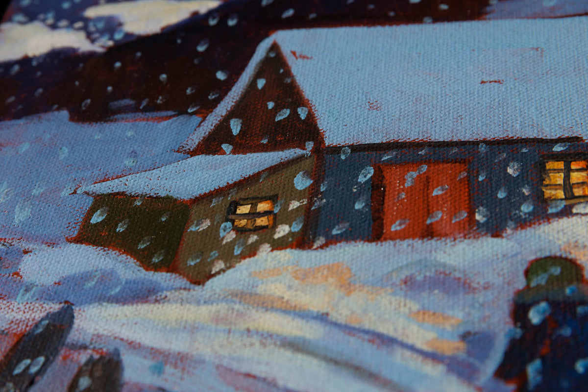 Claude Langevin, "La Rentree," detail 2, oil on panel