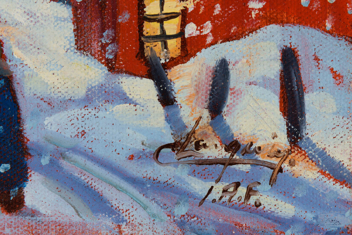 Claude Langevin, "La Rentree," detail 4, oil on panel