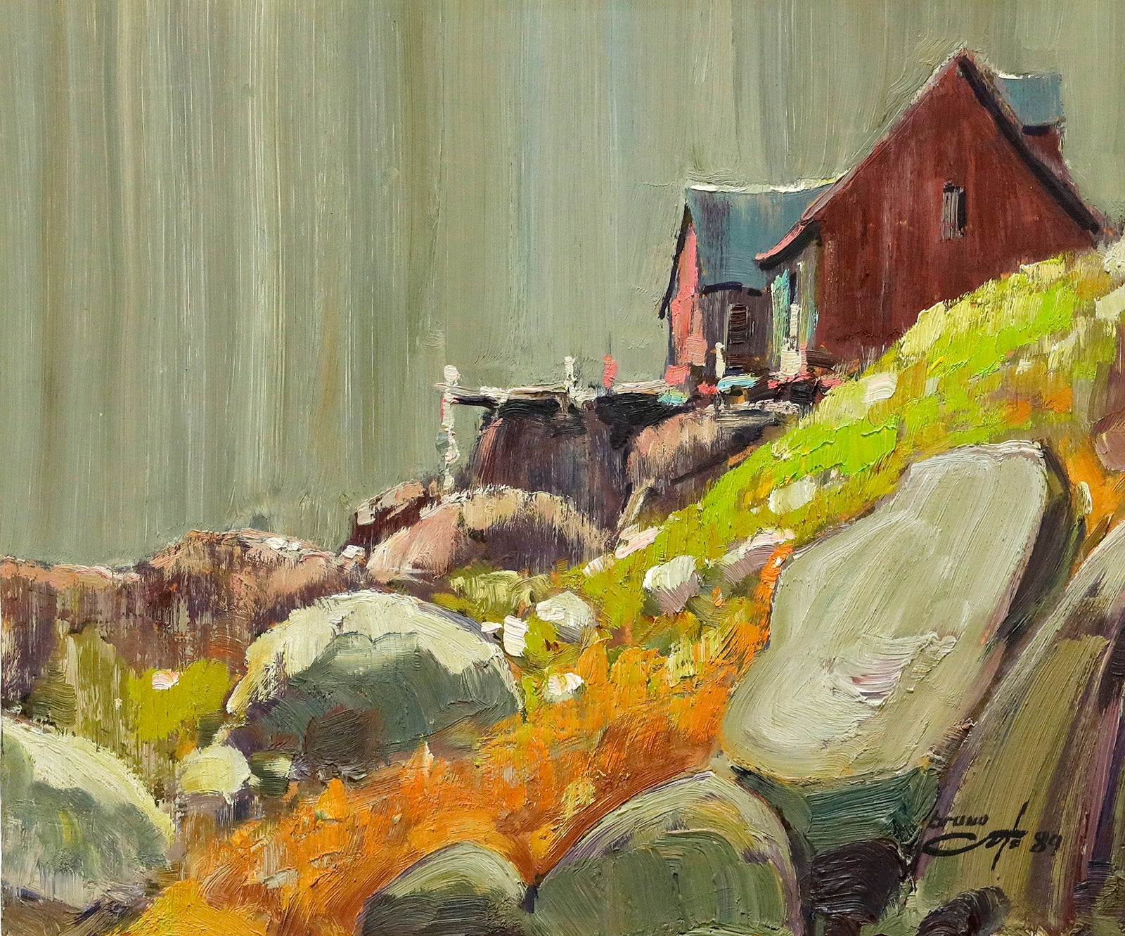 Landscape “Cap Aux Oies” by Bruno Cote – oil on panel.