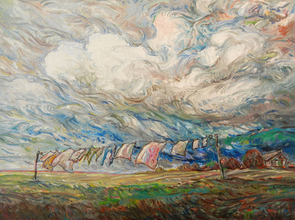 Landscape “Laundry Day” by Steve Coffey – oil on canvas.