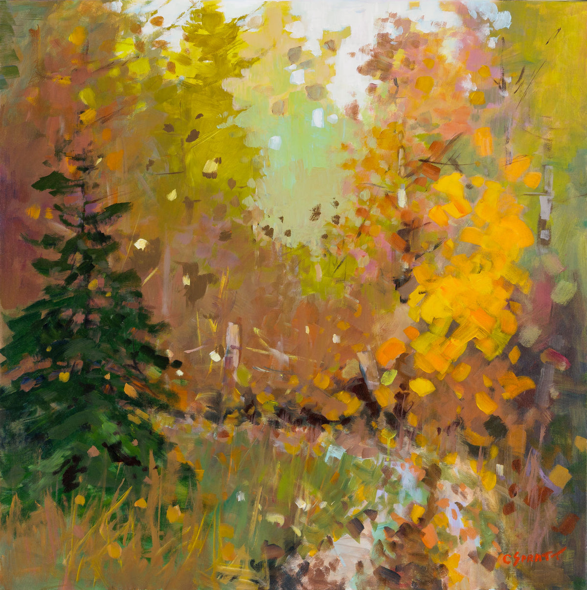 Charles Spratt, "Concerto In Colour," oil on canvas, 30 x 30 in, contemporary landscape painting