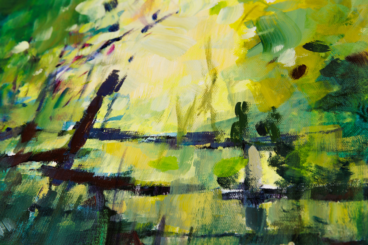 Charles Spratt, "Catch The Light," detail view, oil on canvas
