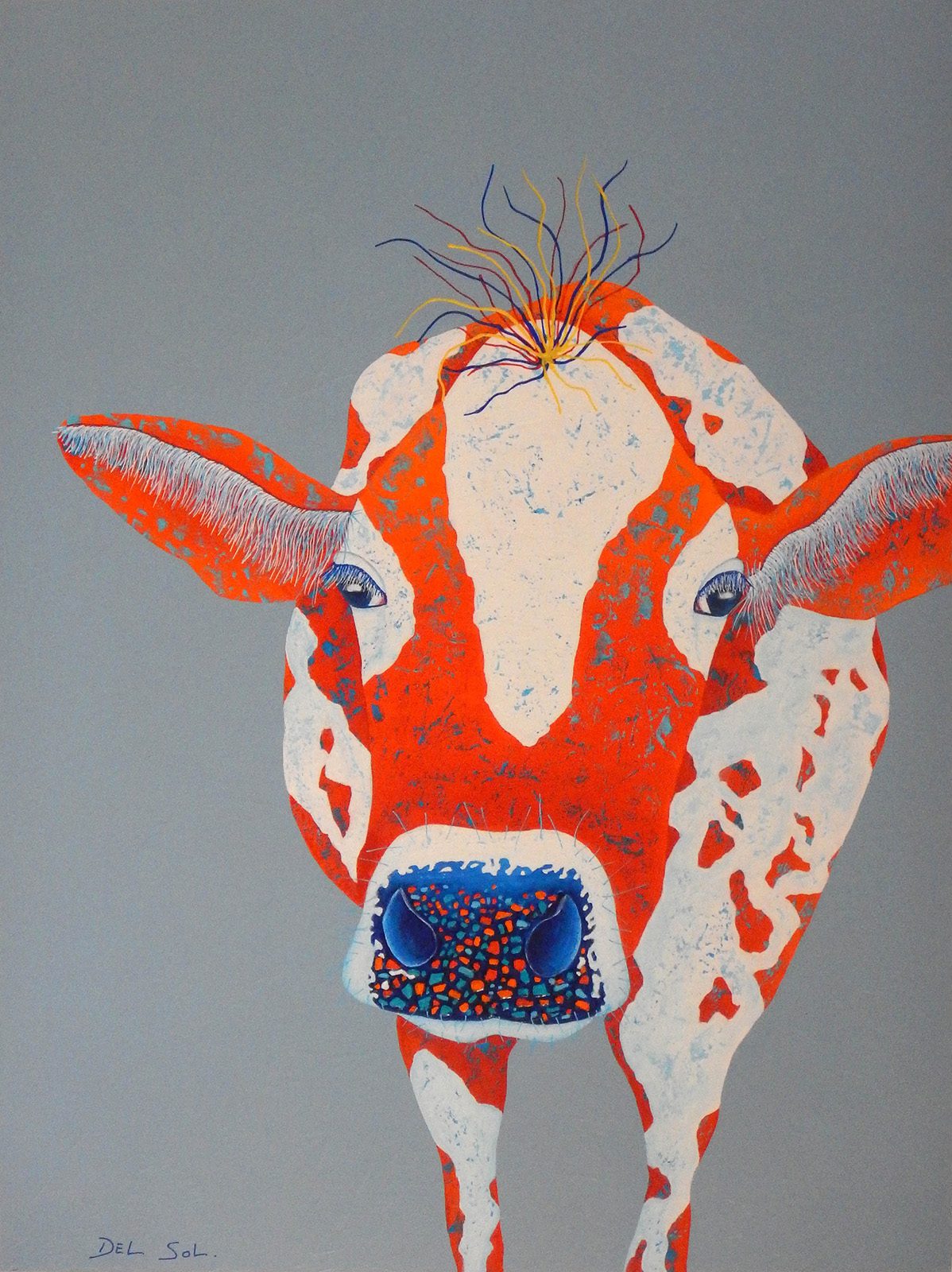 Animals “Do I Know You?” by Cristina Del Sol – mixed media on panel.