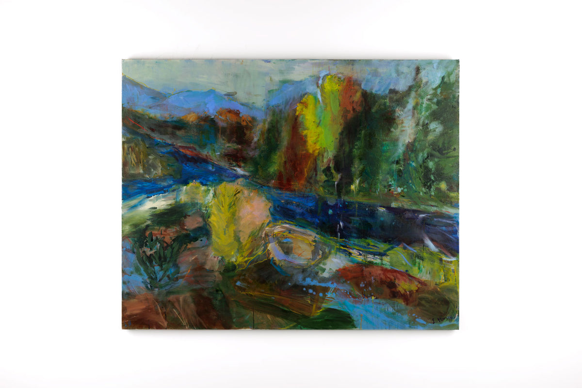Elizabeth Haney, "Sacramento River," full view, oil on canvas, 48 x 68 in