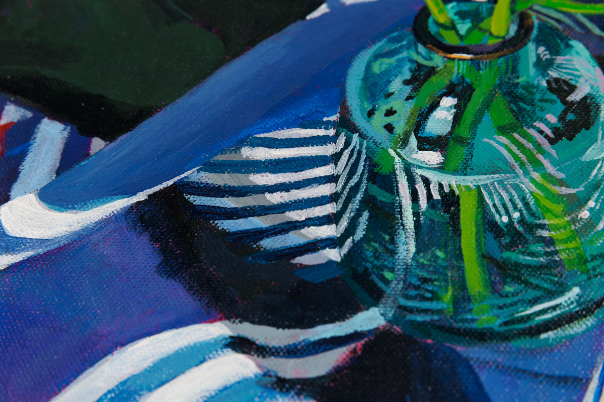 Eliza Kozurno, "Still Life With Freesia," detail 3, oil on canvas
