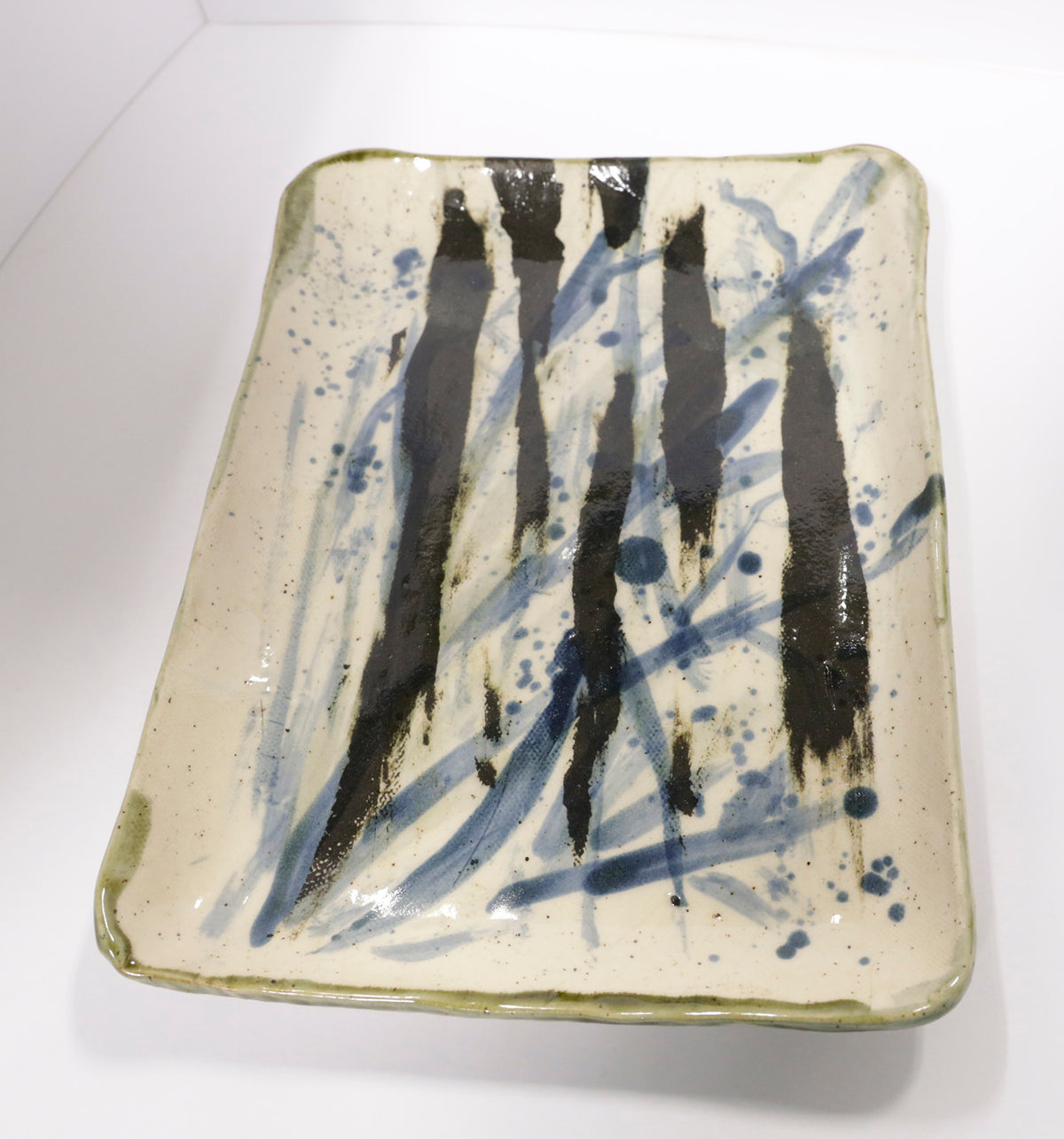 Dina Egar, "Black & Indigo Rectangle Plate," 9 x 7 in, contemporary sculpture