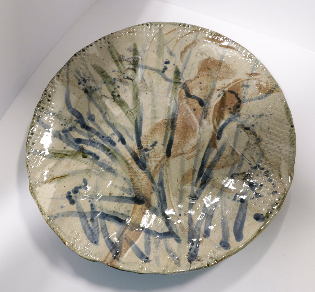 Dina Egar, "Blue Leaf Plate," 12 x 12 in, contemporary sculpture