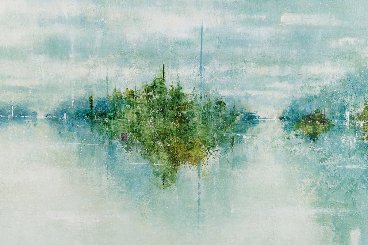 Gina Sarro, "Towards Stillness," detail 1, mixed media on canvas