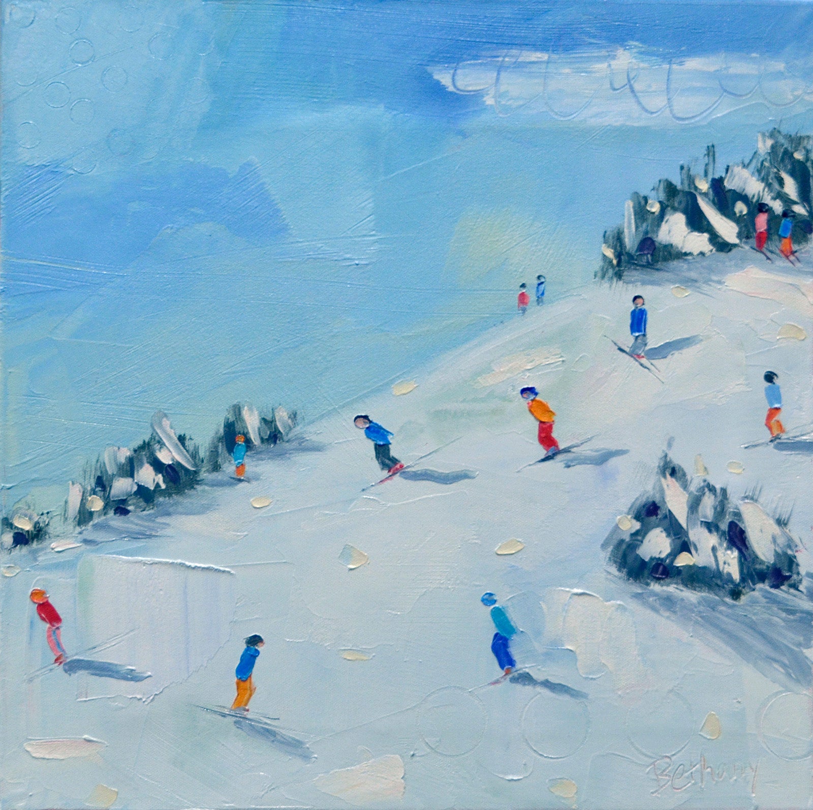 Sports “Ski Days- Light Clouds” by Bethany Harper-Williams – oil on canvas.