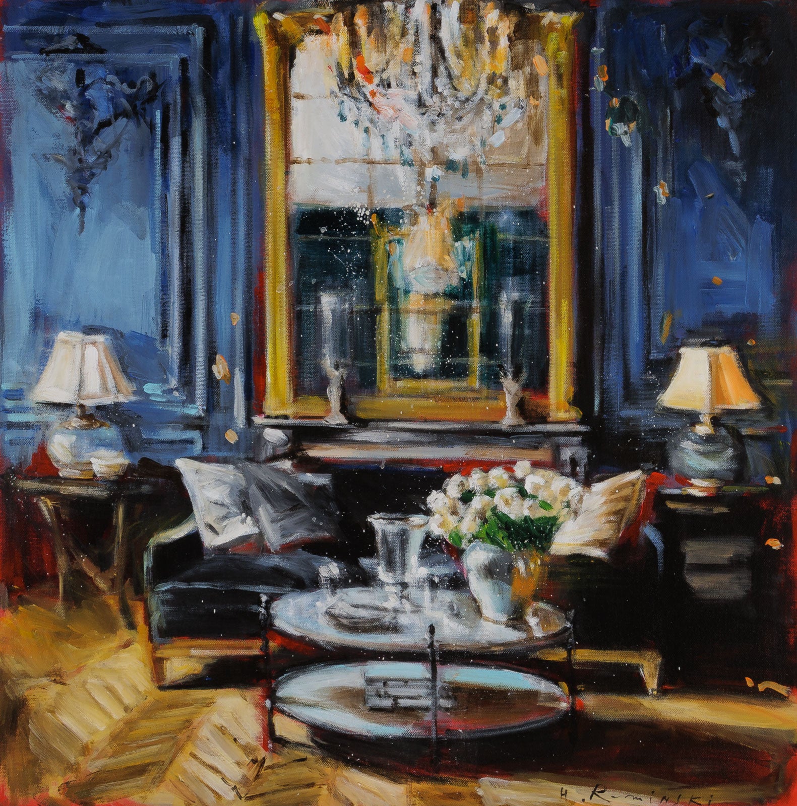 Large Mirror & Two Lamps