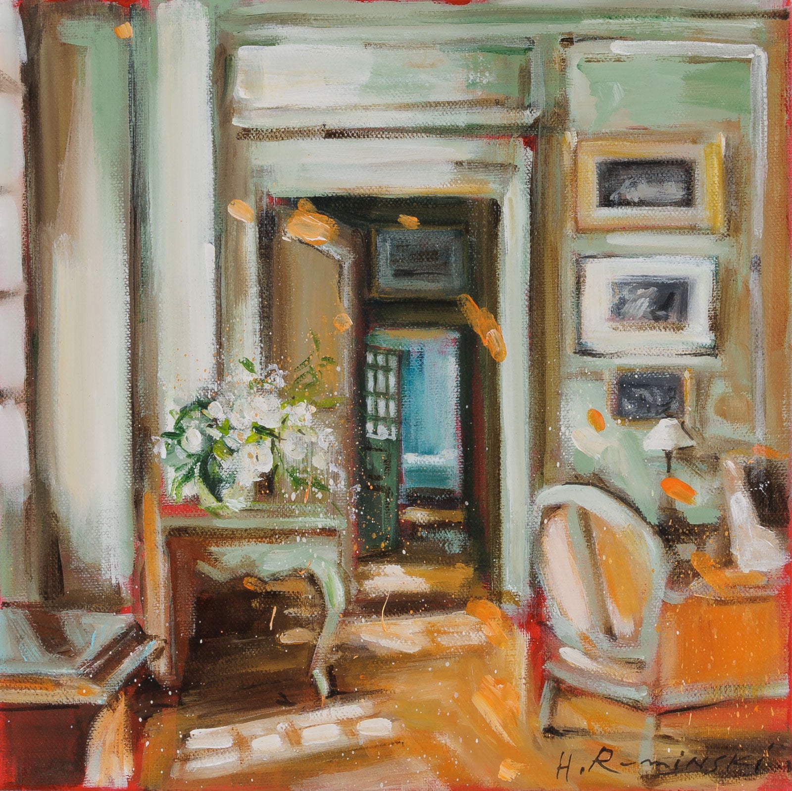 Green Table And Flowers