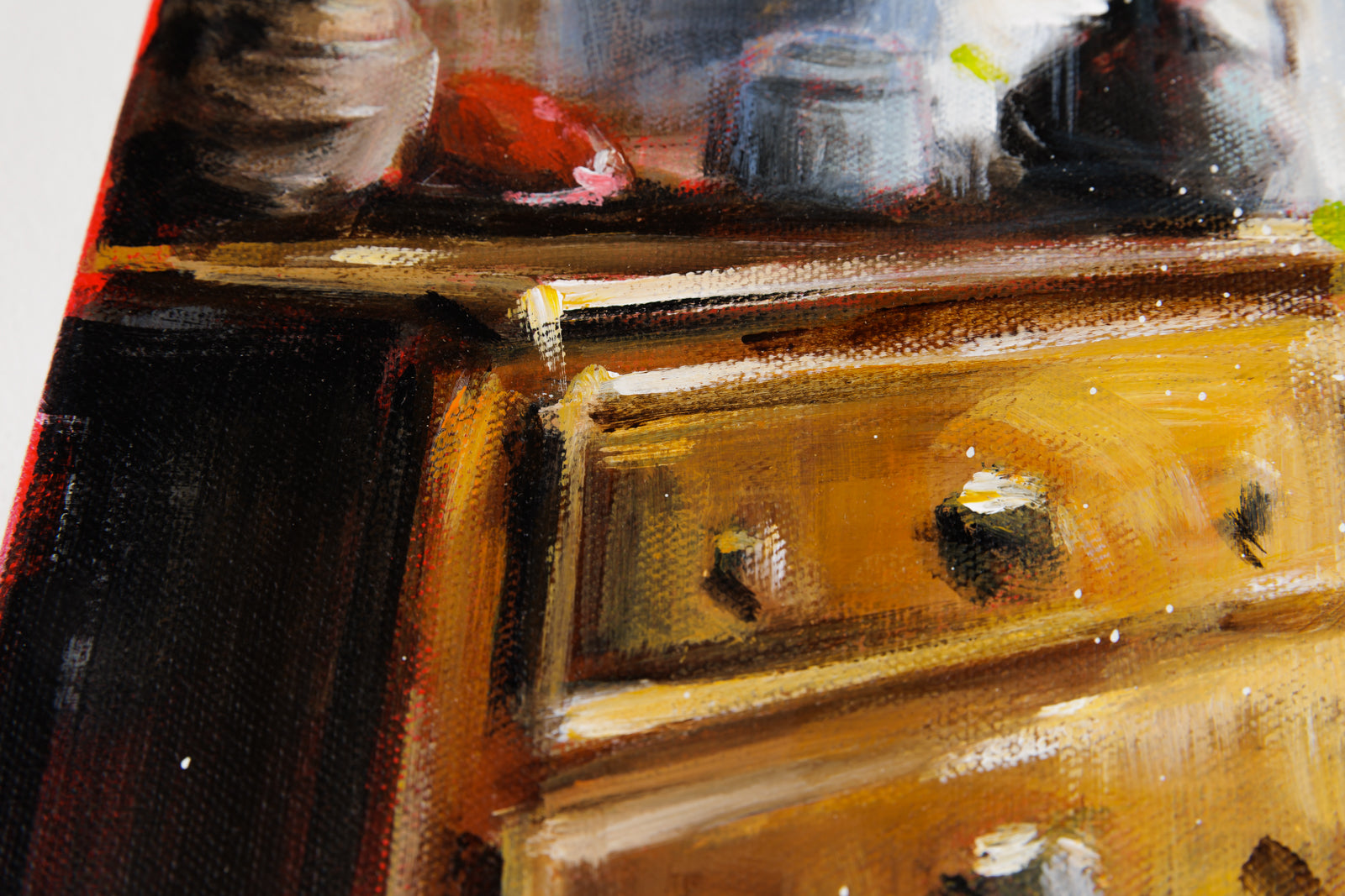Hanna Ruminski, "Small Parisian Apartment With French Cabinet," detail view, Acrylic on Canvas