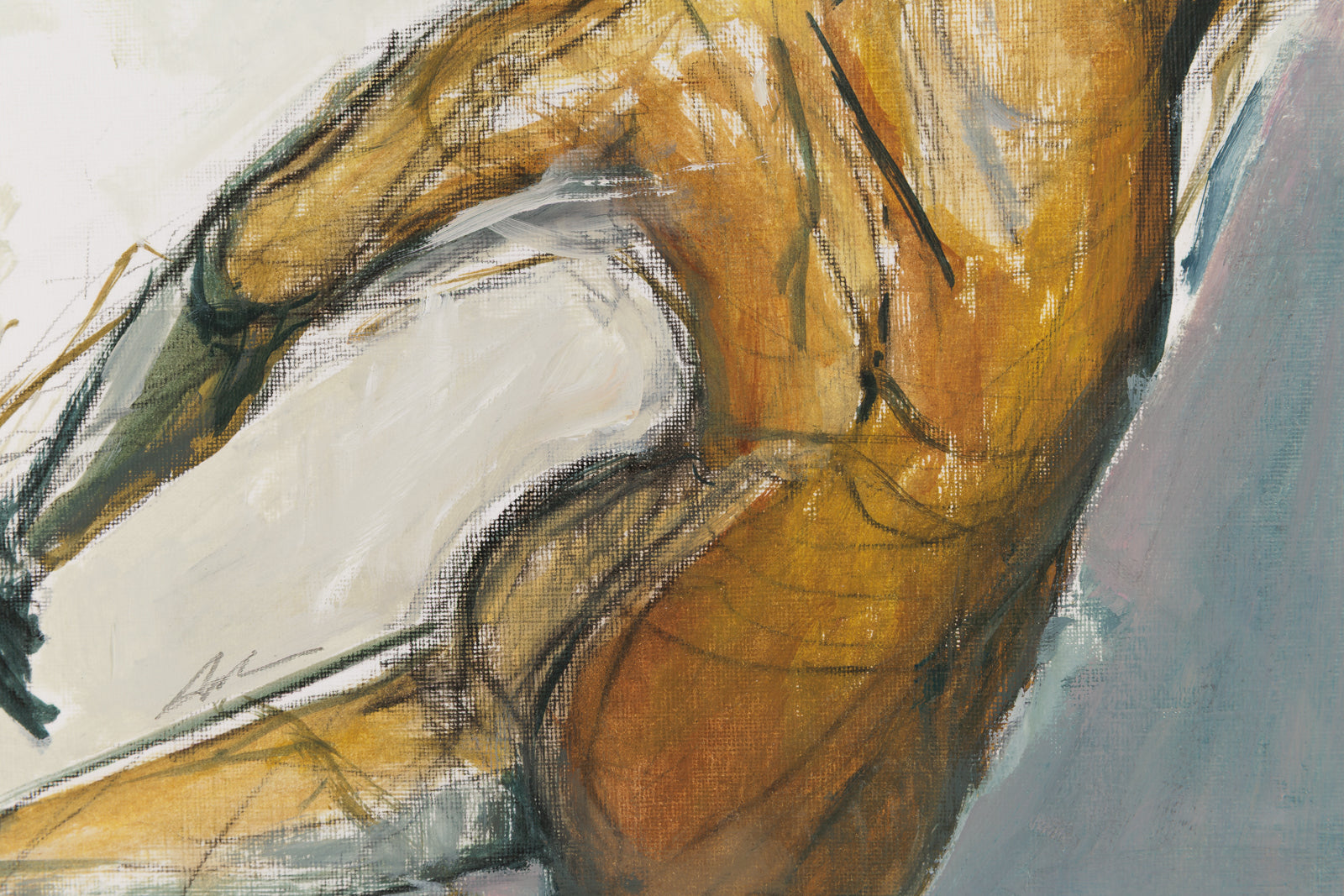 Joanna Aplin, "Dancing Man," detail view, mixed media on paper