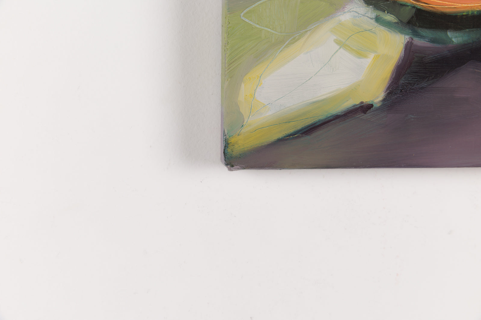 Joanna Aplin, "Three Pears," detail view, oil on canvas