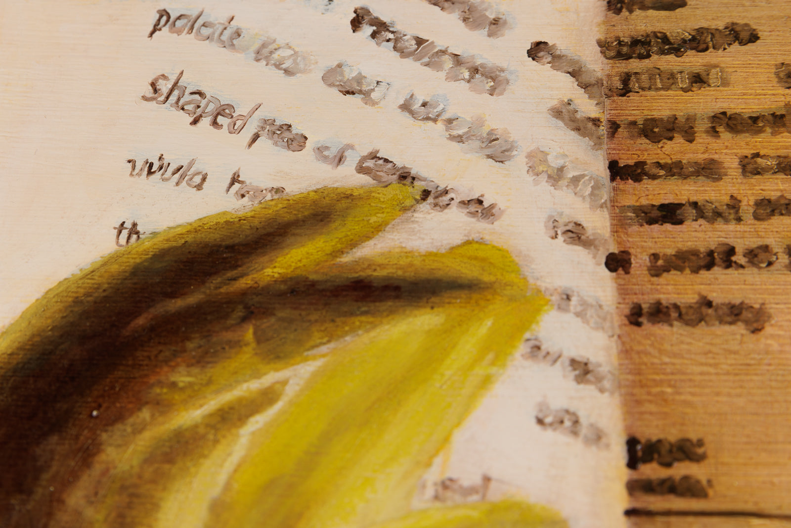 Jen Kershaw, "Forbidden Fruits of FODMAP: Sprouted Onions," detail view, oil on panel