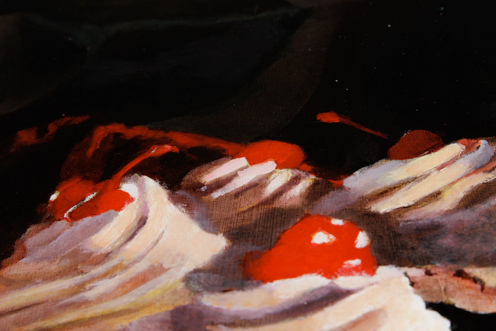 Jen Kershaw, "Coffee & Kuchen," detail view, oil on panel