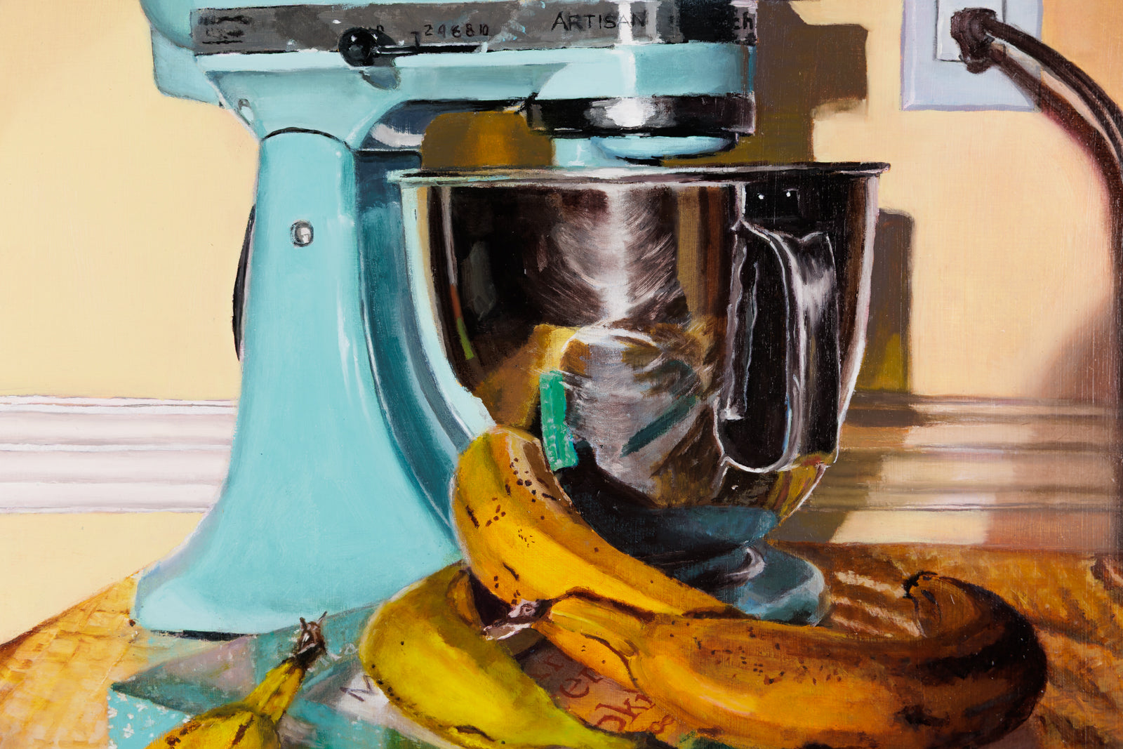 Jen Kershaw, "I Don't Buy Green Bananas," detail view, oil on panel