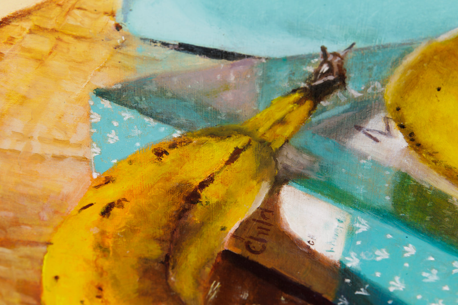 Jen Kershaw, "I Don't Buy Green Bananas," detail view, oil on panel