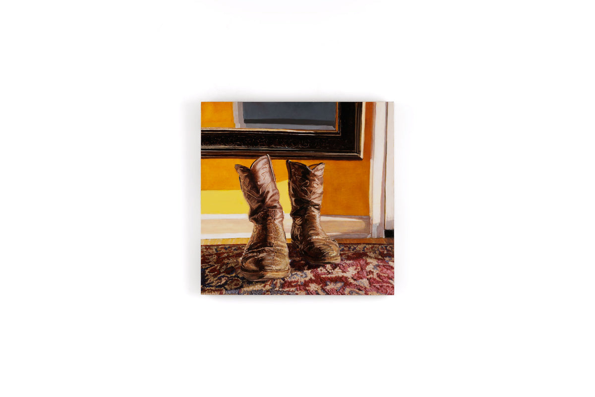 Jen Kershaw, "Boots & Hearts," detail view, oil on panel