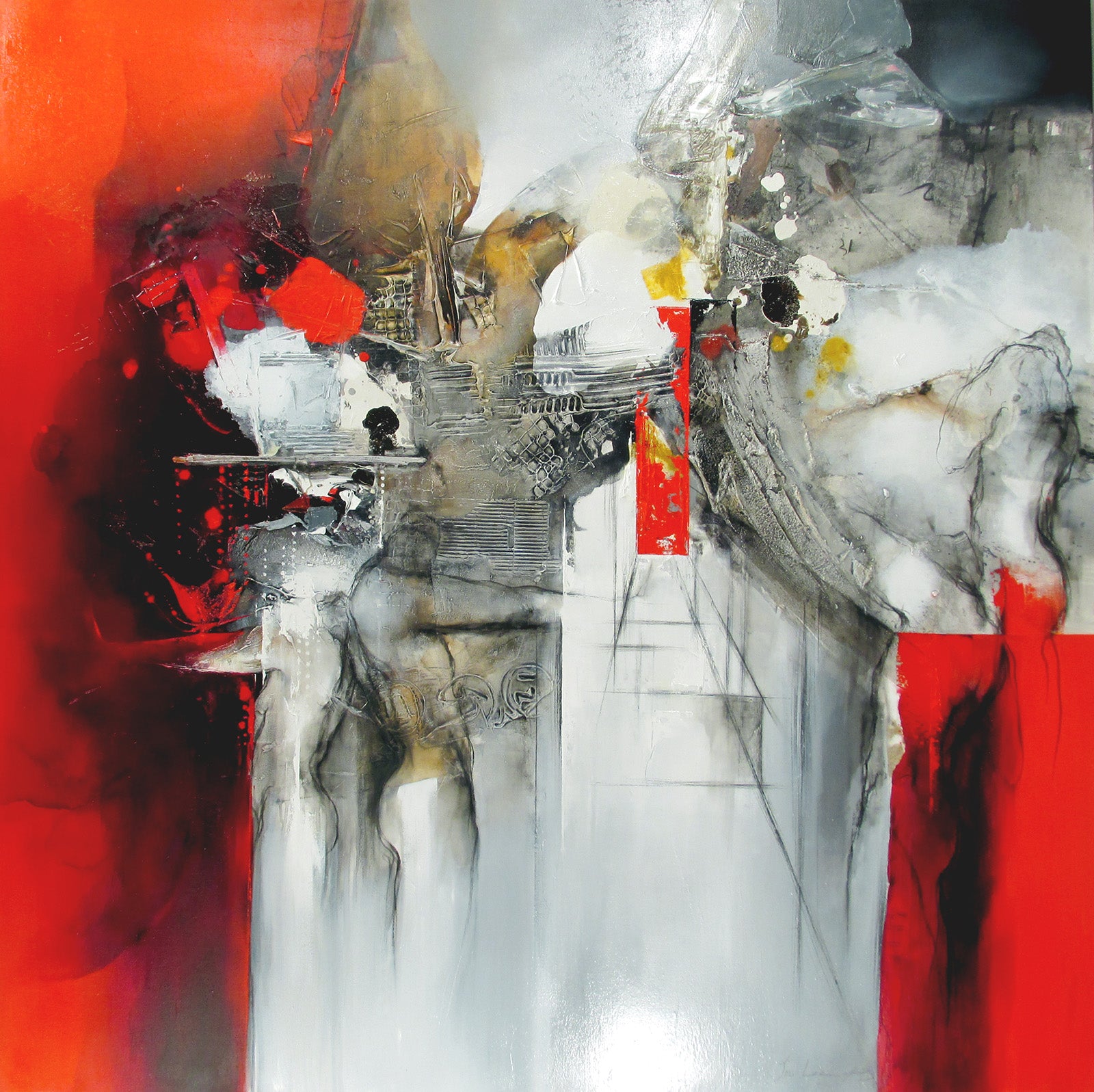 Abstracts “Reblossom” by Hyun Jou – mixed media on canvas.