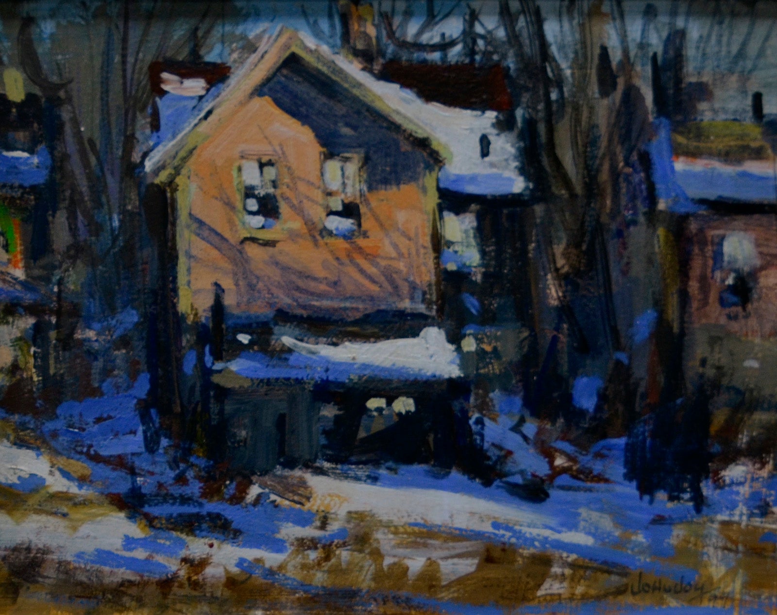 Cityscape “Orangeville” by John Joy – oil on panel.