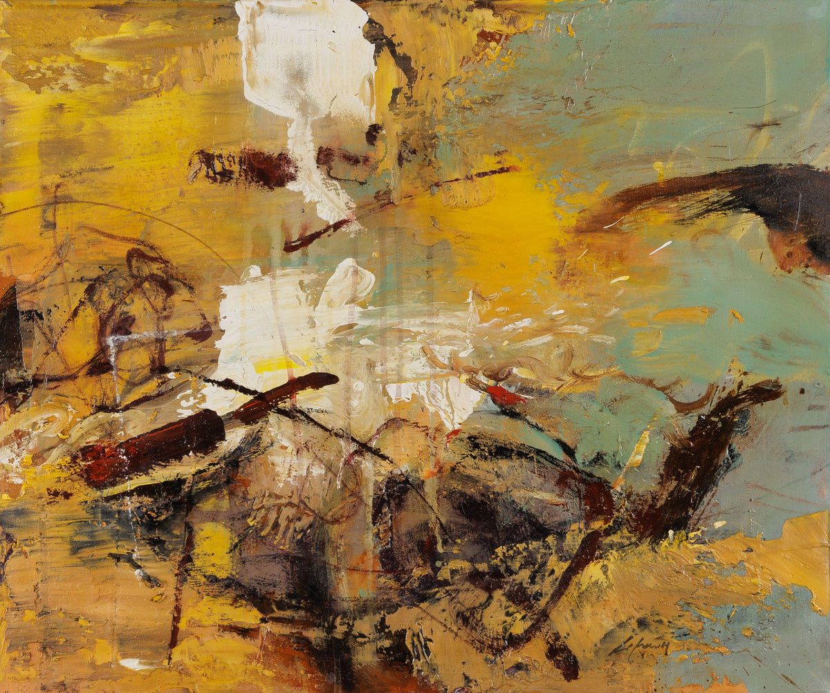 Jean-Pierre Lafrance, "Norio," oil on canvas, 20 x 24 in, abstract painting, framed