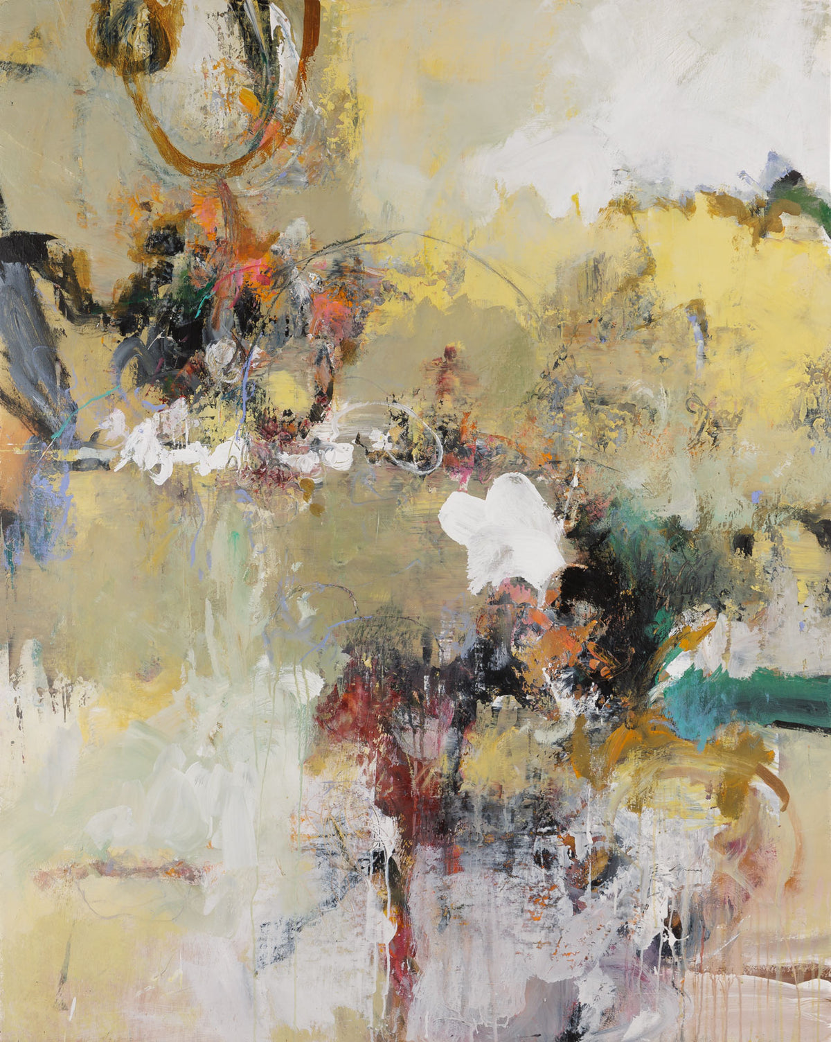 Jean-Pierre Lafrance, "Untitled Abstract," mixed media on panel, 60 x 48 in, abstract mixed media work, unframed panel