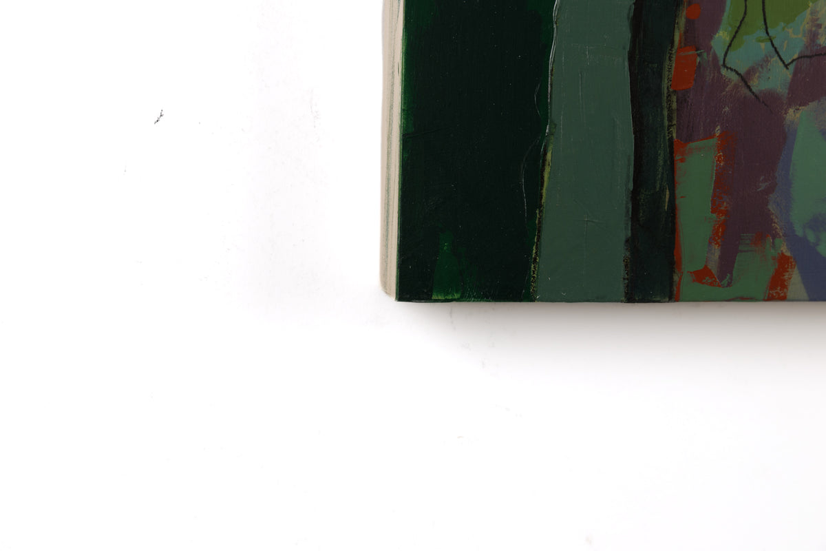 Jacques Pilon, "Looking Out," detail 4, mixed media on panel