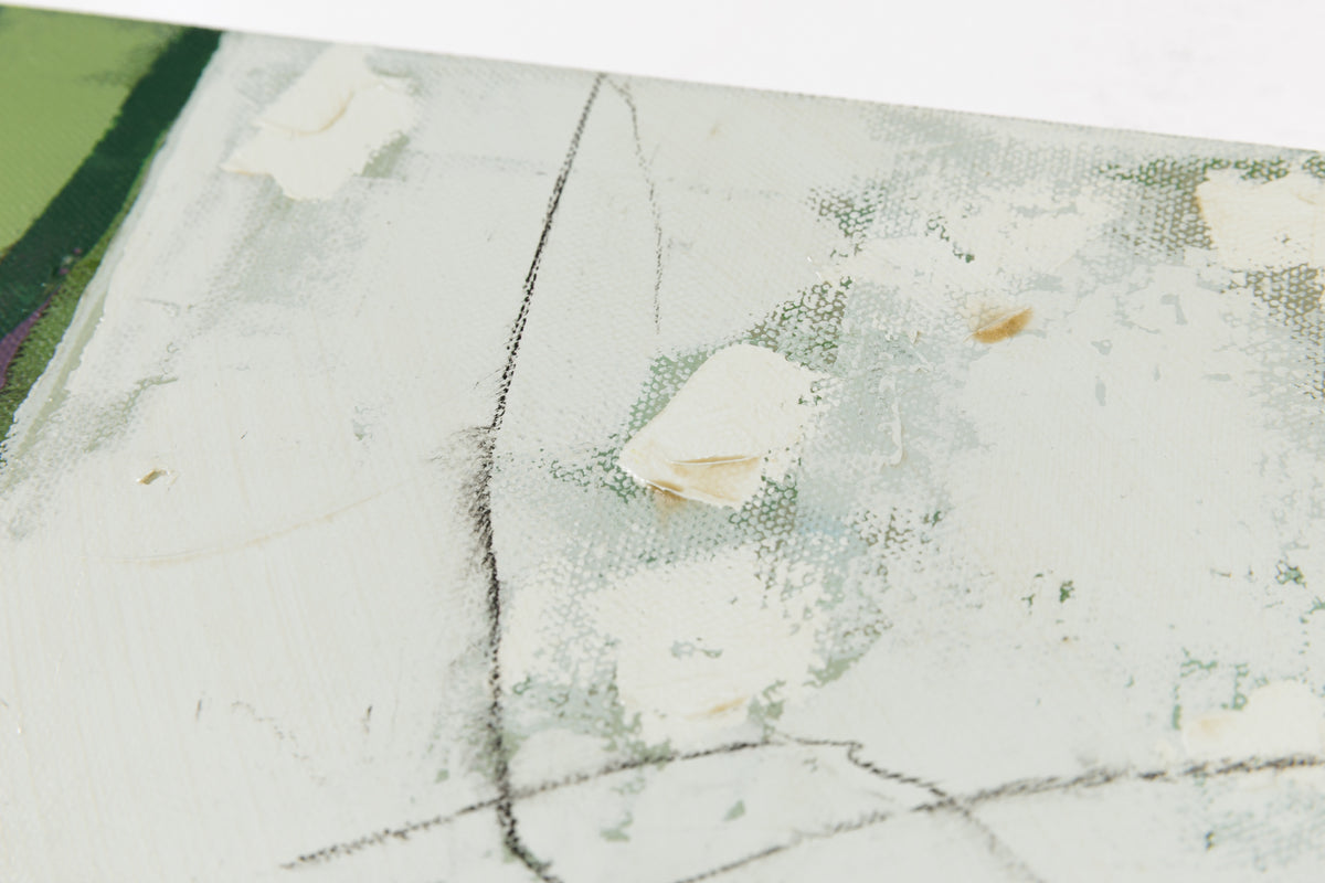 Jacques Pilon, "First Snow," detail 2, mixed media on canvas